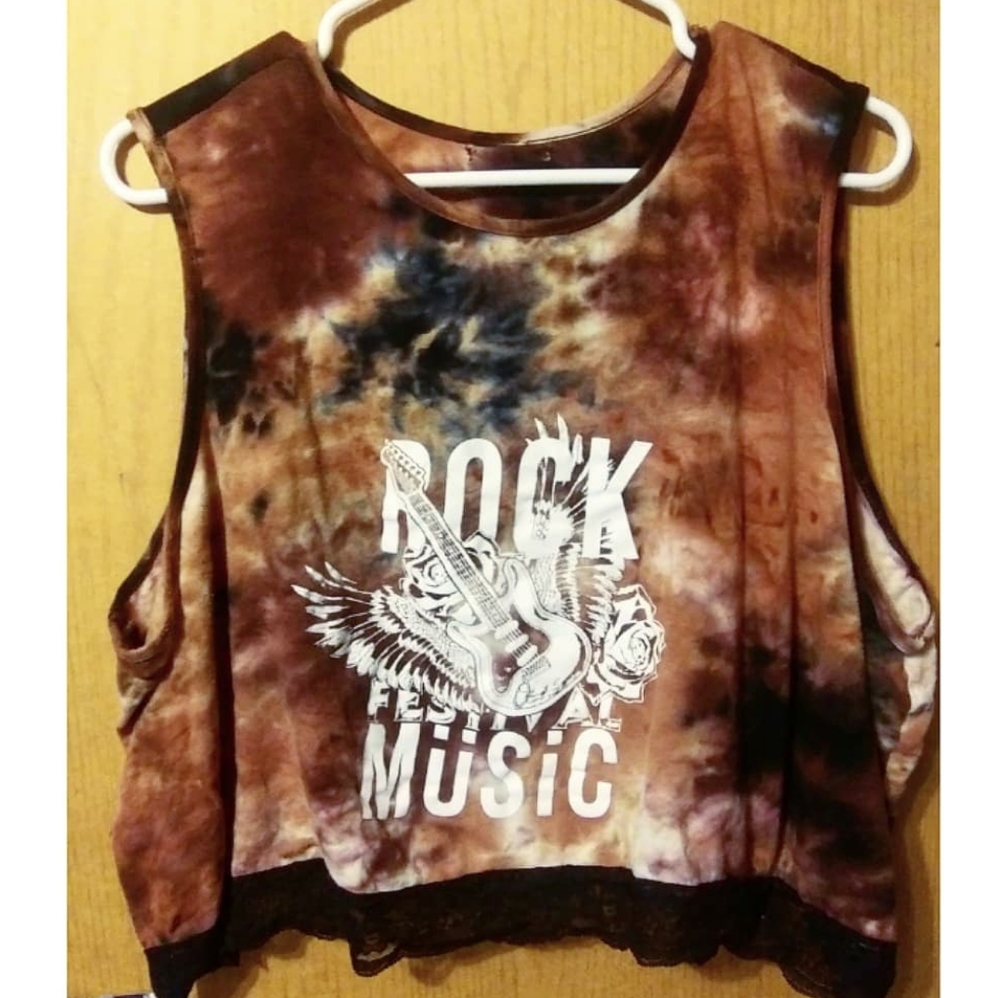 Tie Dye Rock Music Crop Top